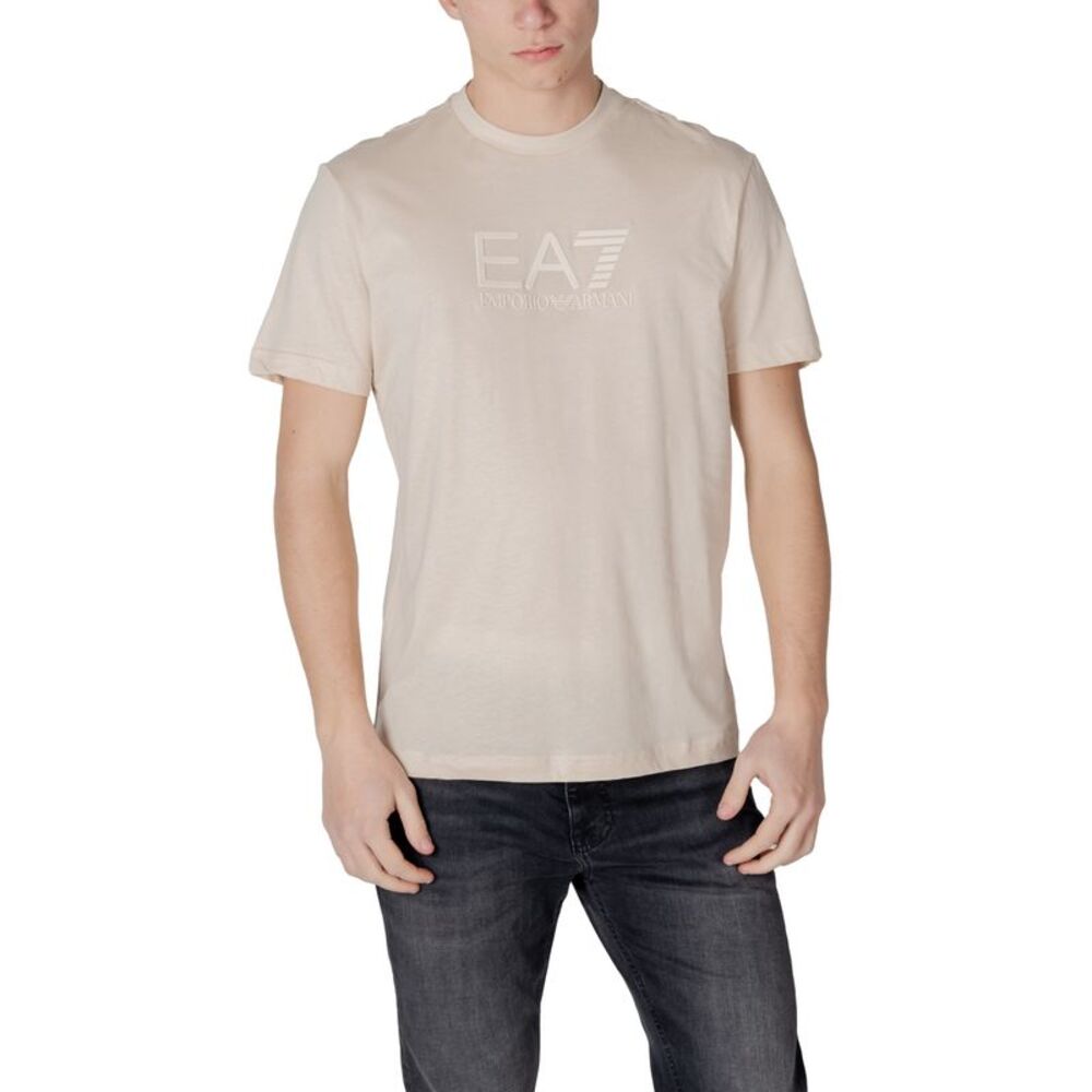 Ea7 TShirt Embroidered Logo Men Beige Shirts